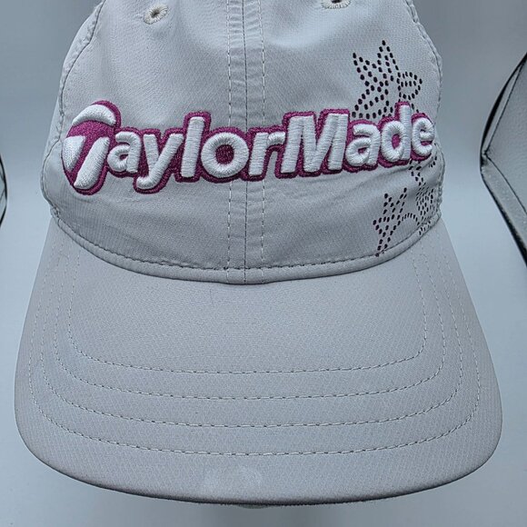 TaylorMade Womens Adjustable Gray Hat Embroidered Logo Floral Accent Golf Casual - Picture 9 of 9